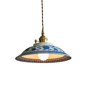 Lamp Tasty Blue And White Porcelain <b>Chandelier</b> E27 Single Head Round Pendant <b>Light</b> For Tea Room Kitchen Bedroom - Product Image 5