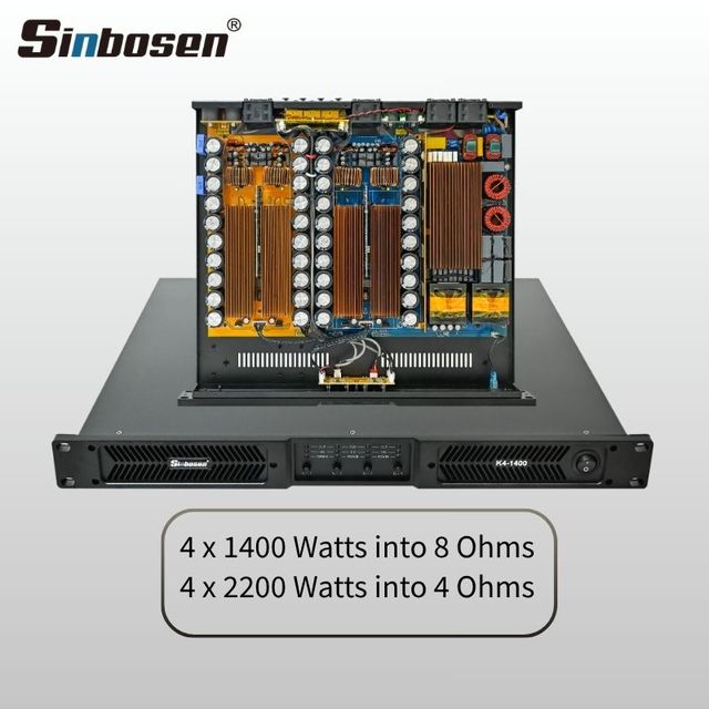 Sinbosen K4-1400 4 Channel 4x1400W 8Ohm PRO Audio Power Amplifier Digital Amp Metal