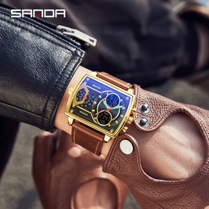 Reloj de Pulsera <span class=keywords><strong>Sanda</strong></span> Nuevo Modelo 2022 de Lujo para Hombre, Casual y Deportivo, con Esfera Grande, Digital, Cuadrado y Resistente al Agua - Product Image 6