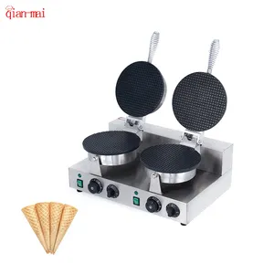 110V 220V Commercial Stainless Steel Cast Aluminium Double Single Head Ice Cream Cones Waffle Maker / Waffle Cone Maker Machine