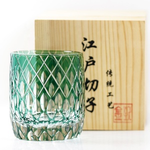 Vaso de Cristal Tallado a Mano Estilo Edo Kiriko Verde para Restaurantes, Vaso de Whisky de Cristal Tallado Edo Kiriko - Product Image 6