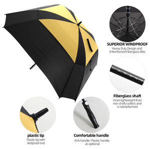 6268 inch vented square umbrella windproof auto open double <b>canopy</b> oversized stick umbrella commercial umbrella withstand wind - Product Image 1