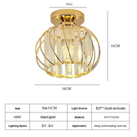 Luminaire de plafond semi-encastré en fer de style européen moderne E27 pour la maison, lampes de plafond en cristal dorées de luxe