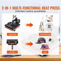 Máquina de prensa de calor digital 8 en 1 para sublimación de tazas, camisetas, zapatos, gorras y platos, impresora de transferencia multifunción.