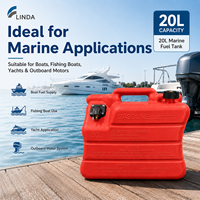 Réservoir de carburant marin portable Linda 20L RS, HDPE haute résistance, pour bateau de pêche/yacht, moteur hors-bord essence 2 temps/4 temps, CE