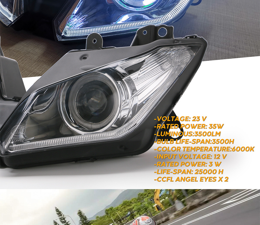 カワサキNINJA 250 300 ZX6R ZX-6R用エンジェルアイLEDヘッドライト