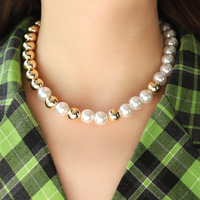 Collier ras du cou en perles plaqué or OEM ODM, tendance, élégant, avec perles CCB, ensembles de colliers de mariage pour femmes, bijoux