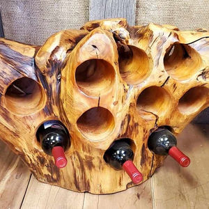 Encimera de madera compacta de 4 botellas, soporte para botellas de vino tinto, estante de almacenamiento de vino de madera, Cubo de bodega para el hogar, cubos de hielo, tinas para bebidas - Product Image 1
