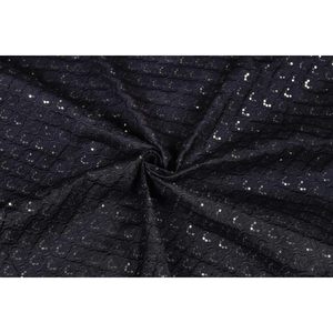 Tissu en dentelle de soie brute noire Triloki, 44 pouces, broderie métallique pour robe de mariée, vêtements, vendu au mètre - Product Image 1