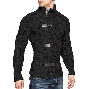 Suéter <span class=keywords><strong>de</strong></span> <span class=keywords><strong>cuello</strong></span> <span class=keywords><strong>alto</strong></span> <span class=keywords><strong>de</strong></span> Otoño/Invierno, anillo <span class=keywords><strong>de</strong></span> cuero para <span class=keywords><strong>hombre</strong></span>, cárdigan <span class=keywords><strong>de</strong></span> punto <span class=keywords><strong>de</strong></span> manga larga, ropa <span class=keywords><strong>de</strong></span> talla grande para <span class=keywords><strong>hombre</strong></span> - Product Image 3