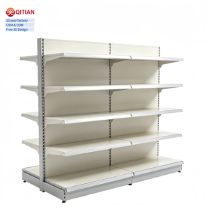 Estanterías Metálicas Personalizadas para Supermercados, <span class=keywords><strong>de</strong></span> Doble Cara, Alta Capacidad, con Recubrimiento en Polvo, para Tiendas <span class=keywords><strong>de</strong></span> Conveniencia, Directo <span class=keywords><strong>de</strong></span> Fábrica - Product Image 1