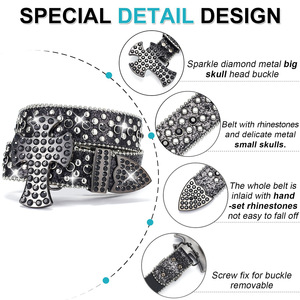 Nuevo diseñador brillante Bling lentejuelas tachonado Rhinestone diamante Jeans cinturón Punk Western <span class=keywords><strong>Cowboy</strong></span> Cowgirl cinturón <span class=keywords><strong>con</strong></span> gran hebilla cruzada - Product Image 5