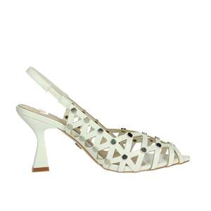 Sandali Donna Slingback con Tacco GP785 Nero, Cinturini in Pelle con Borchie, Punta Affusolata - Product Image 3