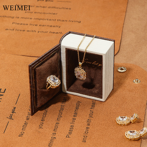 Vintage Recyclable Brown Paper <b>Book</b> Style Jewelry Packaging <b>Box</b> for Ring Necklace Earring Bracelet with Custom Logo - Product Image 3