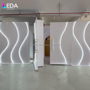 LEDA Custom <b>White</b> Luxury Acrylic Wedding Stage Backdrop Stand <b>LED</b> <b>Light</b> <b>Strip</b> Wave Backdrop for Event Decoration - Product Image 2