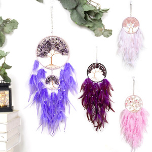 Piedra de grava de cristal natural, carillón de viento de piedra cruda, atrapasueños, decoración del hogar, adornos de cristal para el hogar, regalo para niña - Product Image 1