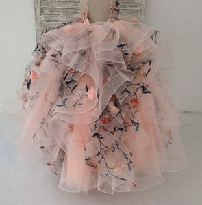 Vestido de niña de las flores de tul con bordado de encaje y espalda con abertura, vestido de fiesta para niños, vestido de cumpleaños de alta costura - Product Image 6