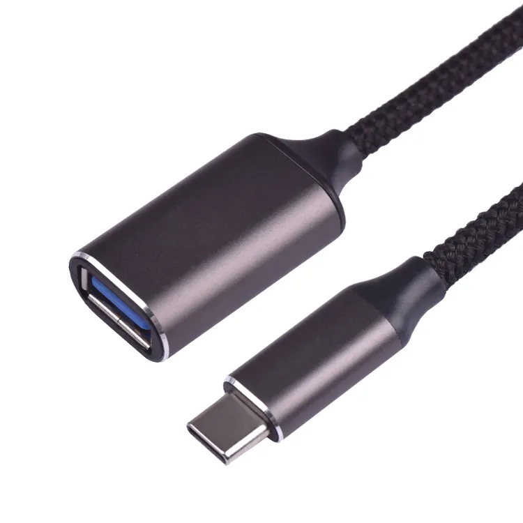 แปลงถัก Cabel Am Af สองสีอะแดปเตอร์3.1 Otg ประเภท C ชายหญิง3.0สั้นสาย Usb 2.0