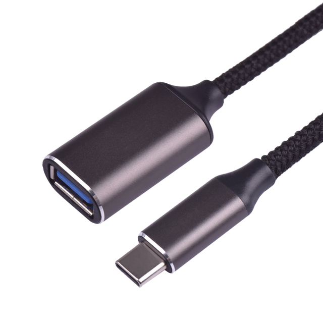 Converter Braided Cabel Am Af Bi-color Adaptor 3.1 Otg Type C Male to Female 3.0 Short Usb 2.0 Cable