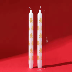 Velas Cónicas de 10 Pulgadas con Estampado Navideño, Estilo Nórdico, de Cera de Soja, sin Llama ni Humo, para Cena, con Diseño de Árbol de Navidad y Bastón de Caramelo - Product Image 5