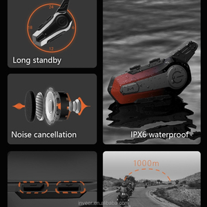 Inveer 1000m Mũ bảo hiểm intercom Tai nghe cho mũ bảo hiểm phụ kiện xe máy intercom Mũ bảo hiểm Tai nghe bluetooth x1plus cascos Para Moto - Product Image 3