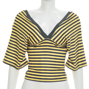 Viviblook C26TP138 Camiseta informal de verano para mujer, nueva ropa de calle, camiseta sexy con cintura ceñida y cuello en V profundo, camiseta de manga corta - Product Image 5
