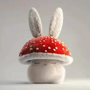 2024 nouveau Design tête de champignon avec des oreilles de lapin en peluche poupée dessin animé Squishy doux longues oreilles champignon en peluche jouet