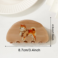 YJL NOUVEAU Pince à cheveux mignonne et douce pour animaux de compagnie, style INS, en PVC, à arc semi-circulaire, imprimé Teckel, vente en gros
