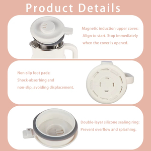 Licuadora eléctrica multifunción de 650 ml y 400 W, potente, con función de calentamiento y trituración automática, para uso doméstico y comercial, ideal para leche de soja y frutos secos. - Product Image 5