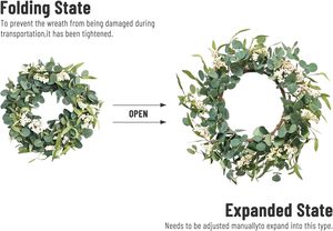 20 ''per la finestra del portico della porta d'ingresso decorazione verde per la casa colonica primavera estate autunno tutte le stagioni corona di eucalipto - Product Image 2
