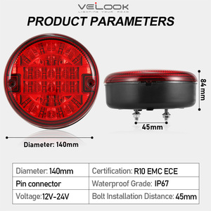 Luz <span class=keywords><strong>Antiniebla</strong></span> LED Redonda de 12V 24V para Camión, con Certificación ECE, Luces <span class=keywords><strong>Antiniebla</strong></span> LED para Camión, Remolque, Caravana, Camión, Impermeables, Rojas, 140mm - Product Image 4