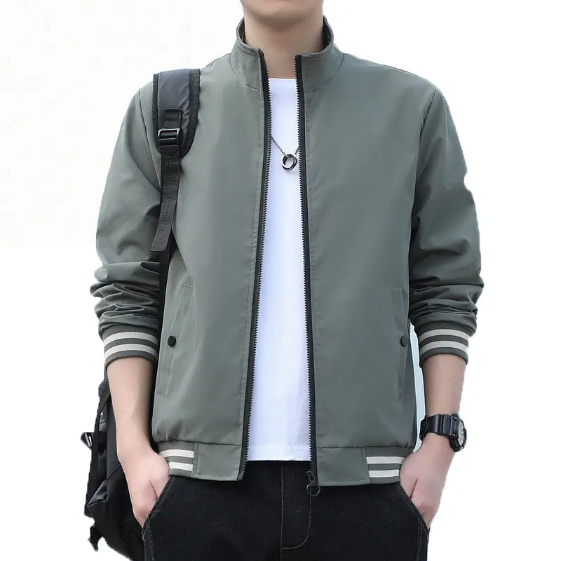 Spring and autumn new work jacket color matching jacket men's loose casual stand-up collar jacket men's clothing