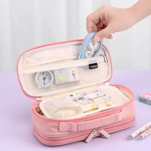 Wholesale Pencil <b>Case</b> Solid Color Multi Layered Portable Large Capacity Pencil Box Stationery Bag for Students - Product Image 4