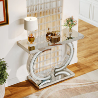 Table console moderne en métal avec miroir de 39 pouces, multifonctionnelle, pour l'entrée d'hôtel, le salon, le canapé et le couloir