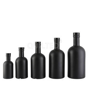Matte đen 200ml 375ml 500ml 750ml Vòng Flint Thủy Tinh Rượu rượu chai rượu Gin Whisky Vodka Tequila chai thủy tinh với nút chai nắp - Product Image 6
