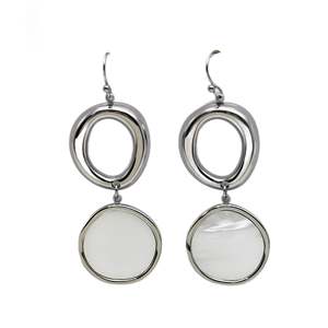 Fashion Dangle Earrings 316L Stainless Steel PVD Gold Plating Sustainable Resistant Round Drop Design - Product Image 1
