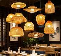 Lustre d'intérieur en bambou et rotin, lampe suspendue tressée à la main pour restaurant, abat-jour en bambou fait main, luminaires suspendus contemporains