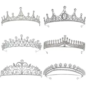 Wholesale Baroque Wedding Bridal Hair Accessories Rhinestone Crystal Bling Wedding Crown Tiaras Bridal Hair Accessories