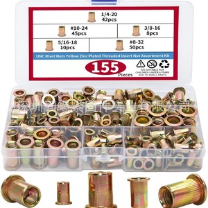 Unc Rivet Nuts Yellow Zinc Plated Threaded Insert Nut Assortment Kit 155pcs Inch Thread Inserts Fully Threaded Grade A - Product Image 1