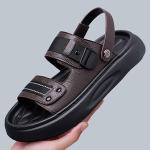 Sandalias de Cuero para Hombre, Punta Abierta, Suela Gruesa, Moda Verano, Suela de Goma, Entresuela de EVA, Forro Textil - Product Image 3