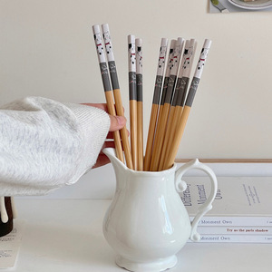 Yuanjin – baguettes en bambou, 10 pièces, design chaton de dessin animé, bambou naturel Nan, antidérapantes, durables, pour usage domestique - Product Image 5