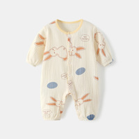 Combinaison d'été à manches longues en gaze fine pour bébé nouveau-né, barboteuse de ramper, pyjama une pièce pour bébé