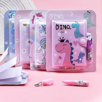 Cuaderno de Hojas Sueltas con Diseño de Dinosaurios de Dibujos Animados para Niños de Primaria, con Cubierta de Cuero/PVC, Set de Regalo Promocional