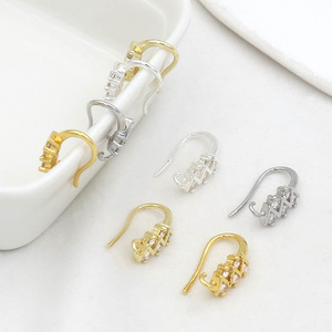 U Shaped Diamond Set Ear <b>Hooks</b> 18k Gold Plated Silver Jewelry Findings DIY <b>Earrings</b> Components For Crafting Accessories - Product Image 3