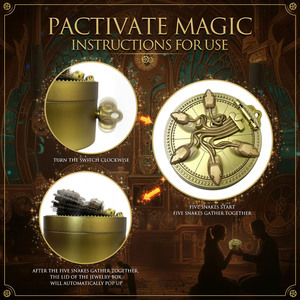 Boîte à bagues mécanique du Monde Magique, Réplique de la Porte du Serpent de la Chambre des Secrets, Accessoire de film, Étui à bijoux Serpentard, Boîte cadeau mystère - Product Image 6