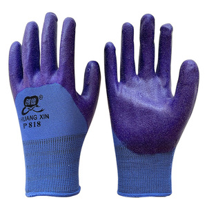 Chuangxin P818 Blue Plastic <b>Foam</b> Work Gloves Oil Proof Anti Slip <b>Waterproof</b> Rubber Latex Safety Gloves - Product Image 2