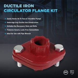 Válvula de línea central S1426S-5, brida circuladora roja de 1 pulgada FIP con tuercas y tornillos para bombas Grundfos HVAC - Product Image 4