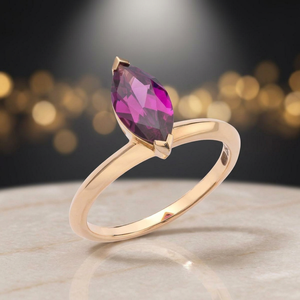 Women's Gold Plated Alloy Princess Cut Amethyst Prong Setting Trendy Classic Certified Engagement Gemstone Ring April Birthstone - Product Image 5