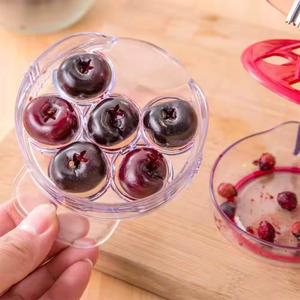 Outil à cerises en plastique pour retirer les noyaux, éplucheur en acier inoxydable, outils multiples pour retirer les noyaux de fruits, pour retirer jusqu'à 6 cerises à la fois - Product Image 6
