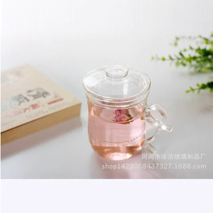 Taza de té de vidrio de doble pared de 400 ml con tapa y filtro para el té de la tarde en la oficina - Product Image 3